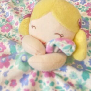 Girl Doll Lovey 14"x14" Flowers Security Blanket Carter's Plush Comfort Soft